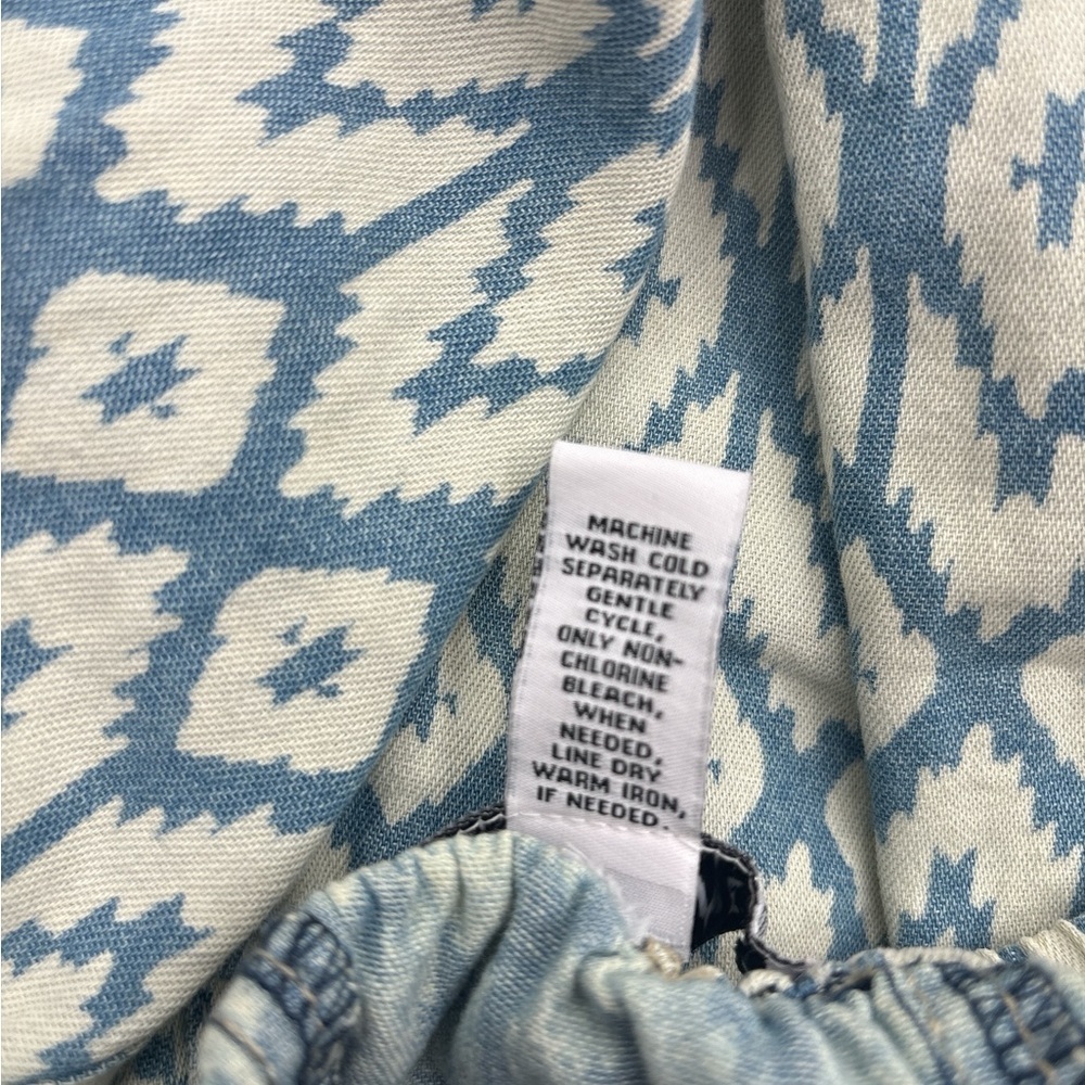 Studio West Blue Ikat Print Large Pleated Cotton Skirt - Picture 5 of 5